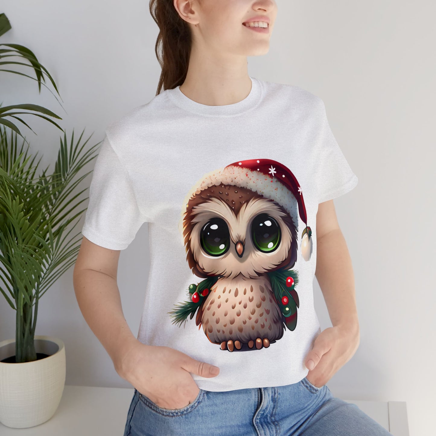 Weihnachtseule, Kurzarm-T-Shirt, klassisches Herren-T-Shirt, weiche Baumwolle, bequeme Passform, Premium-Qualität, verbessertes Design, leichter Stoff 