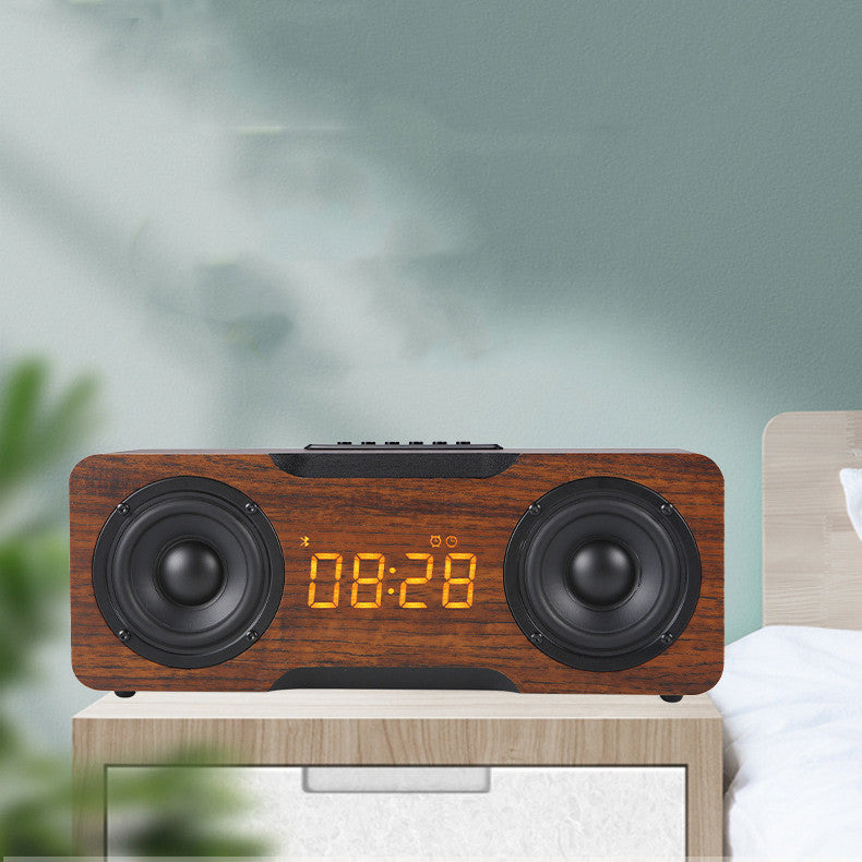 Wooden Clock Bluetooth Speaker, Support U Disk TF Card Function, Home Desktop Speaker