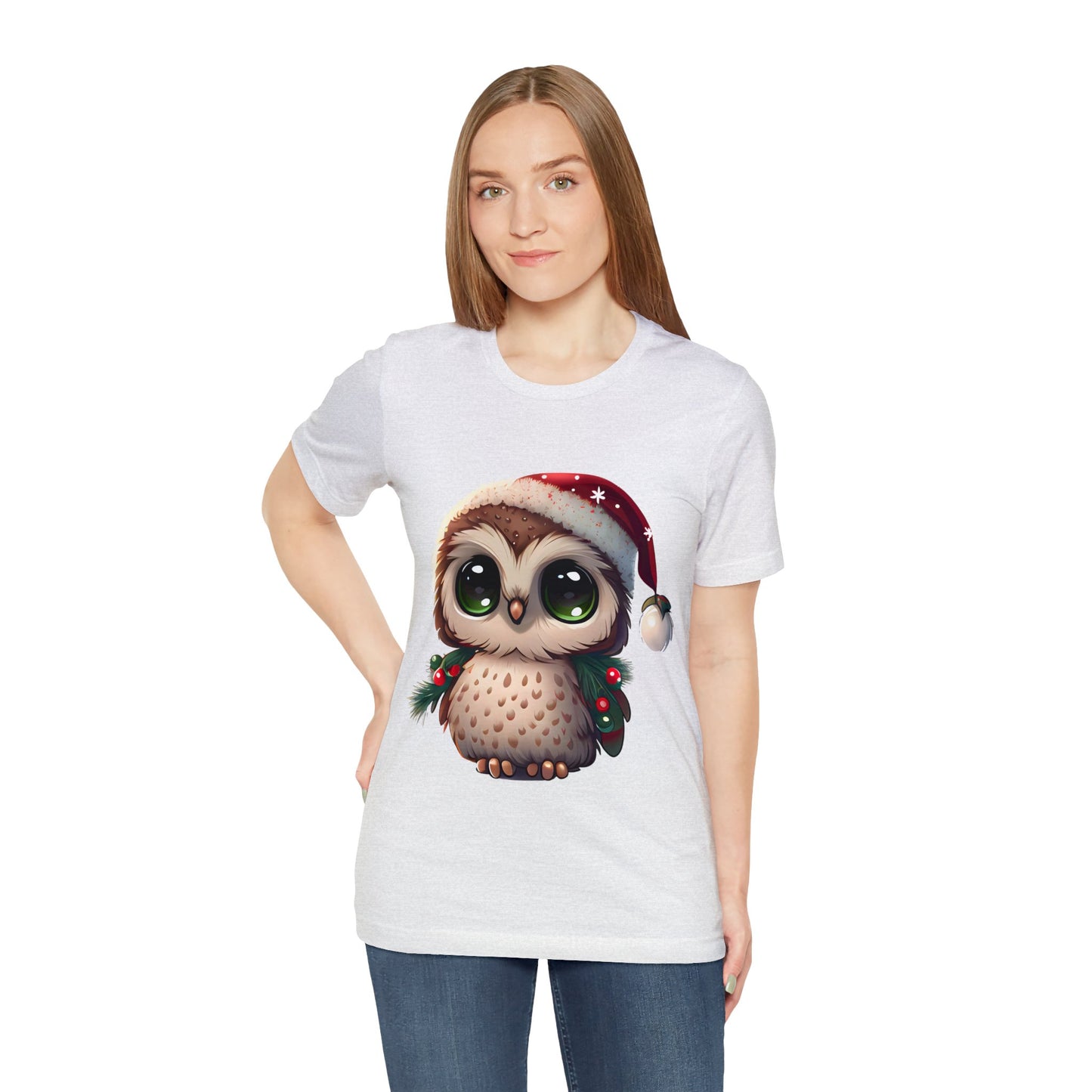 Weihnachtseule, Kurzarm-T-Shirt, klassisches Herren-T-Shirt, weiche Baumwolle, bequeme Passform, Premium-Qualität, verbessertes Design, leichter Stoff 