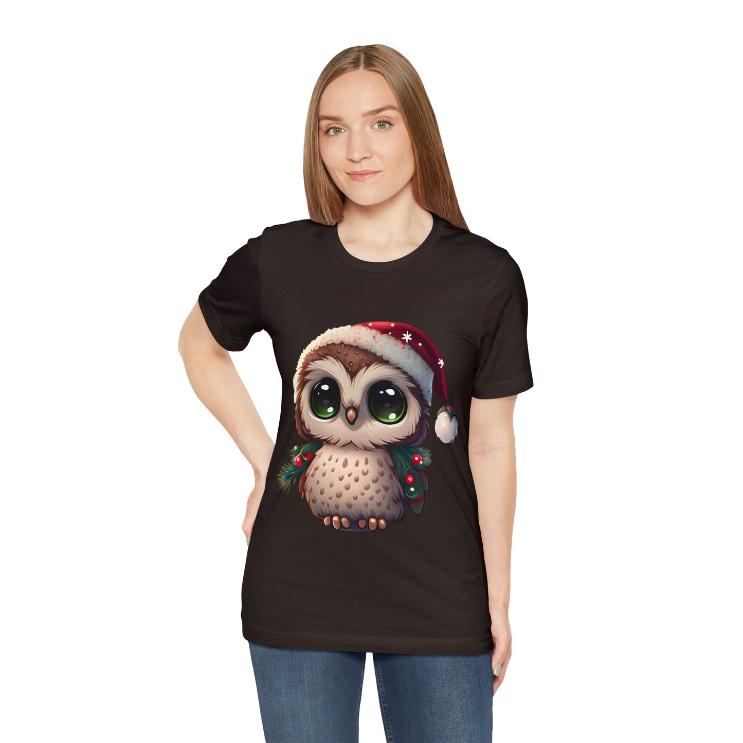 Hibou de Noël, T-shirt à manches courtes, tee-shirt classique pour hommes, coton doux, ajustement confortable, qualité supérieure, design amélioré, tissu léger 