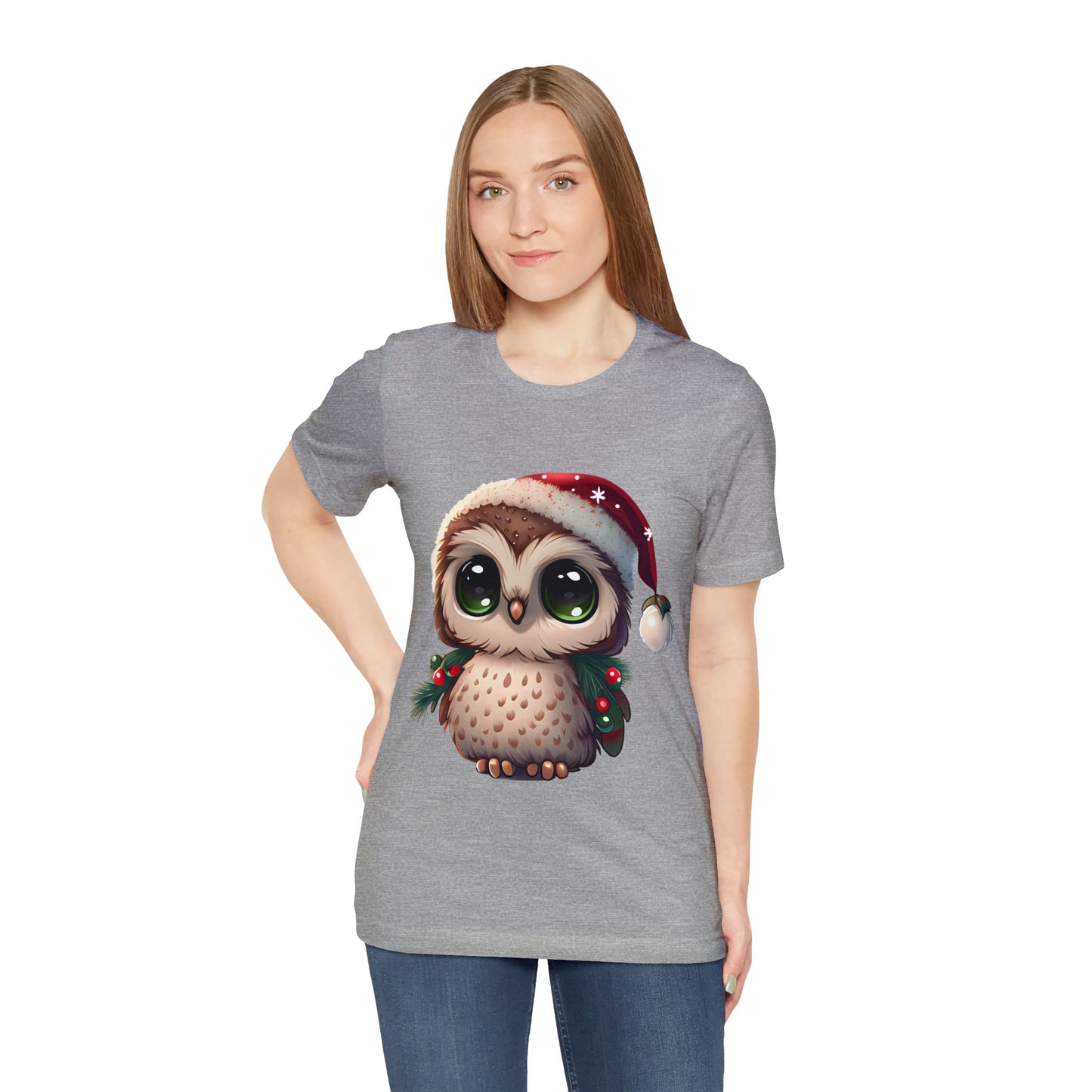 Hibou de Noël, T-shirt à manches courtes, tee-shirt classique pour hommes, coton doux, ajustement confortable, qualité supérieure, design amélioré, tissu léger 