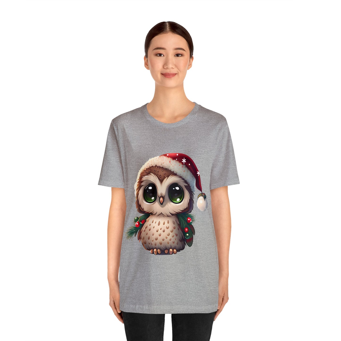 Hibou de Noël, T-shirt à manches courtes, tee-shirt classique pour hommes, coton doux, ajustement confortable, qualité supérieure, design amélioré, tissu léger 