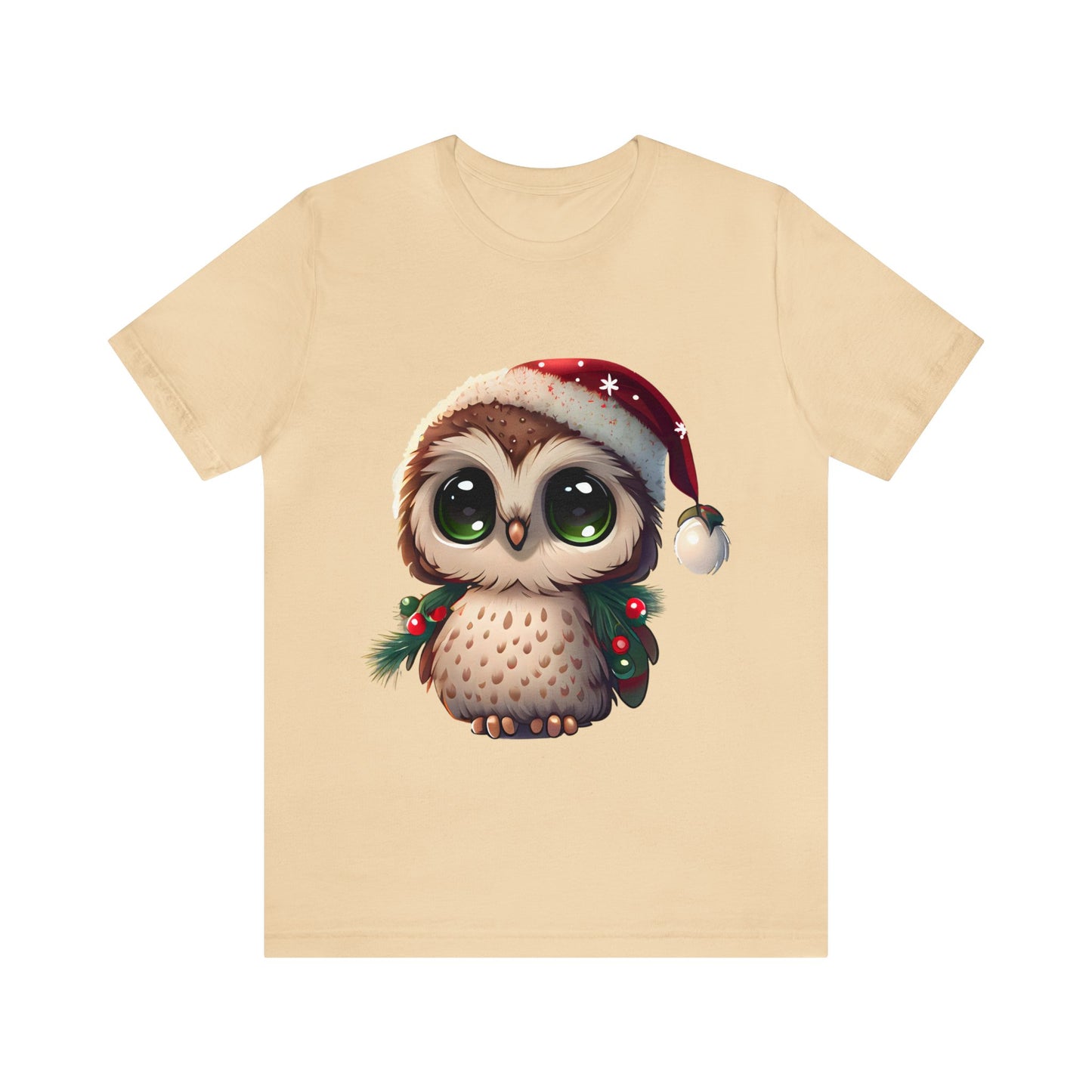 Christmas Owl, Short Sleeve T-Shirt, Men classic tee, Soft cotton, Comfortable Fit, Premium Quality, Enhanced Design, Lightweight Fabric