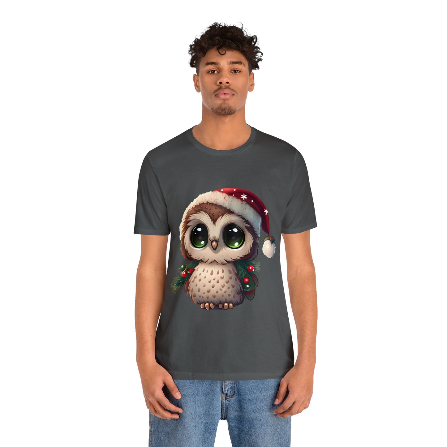 Hibou de Noël, T-shirt à manches courtes, tee-shirt classique pour hommes, coton doux, ajustement confortable, qualité supérieure, design amélioré, tissu léger 