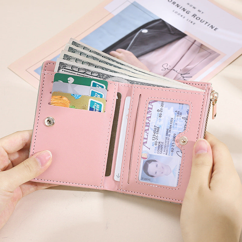 Women's Wallet Short Korean Style Vertical Solid Color Zipper Wallet