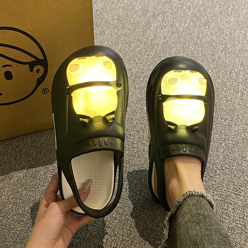 Cute Slipper With Panda Lamp Summer Sandales Femme Light Funny Woman Slippers Shoes Women