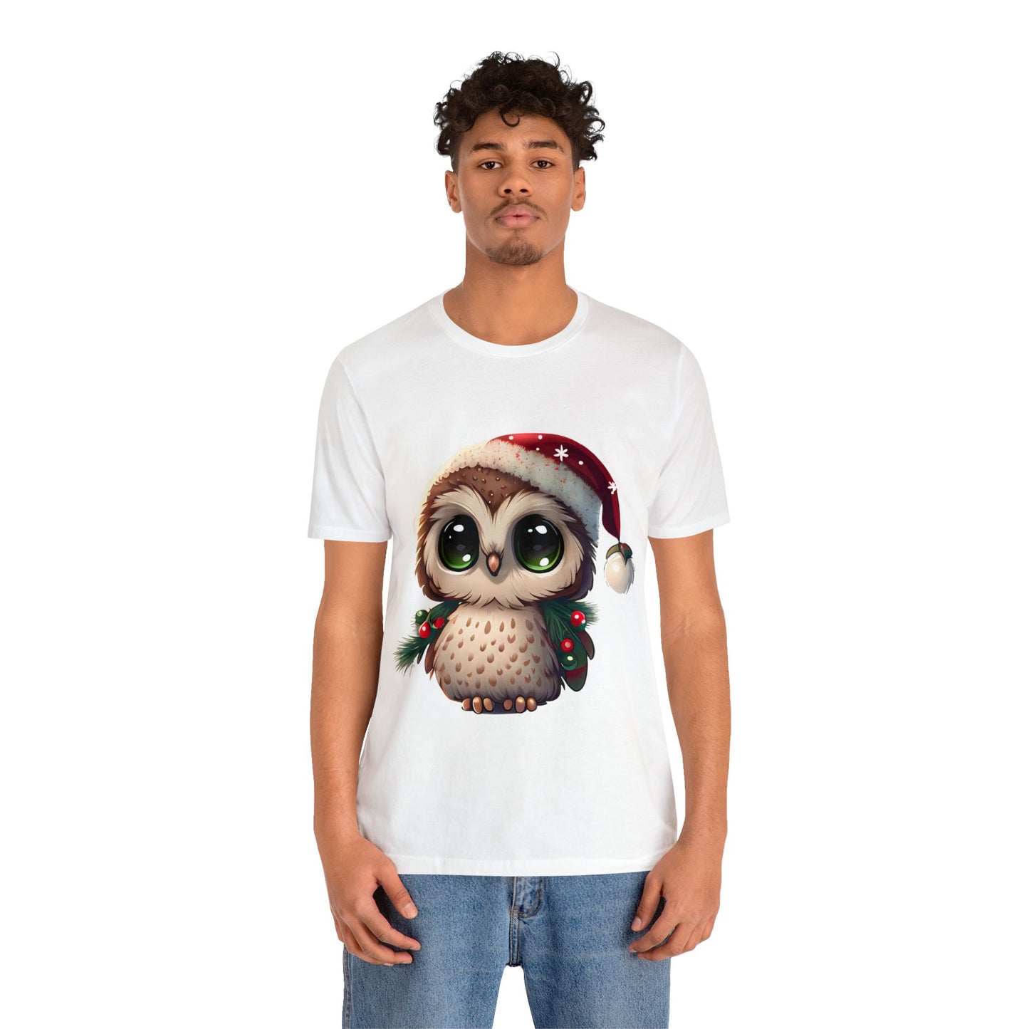 Hibou de Noël, T-shirt à manches courtes, tee-shirt classique pour hommes, coton doux, ajustement confortable, qualité supérieure, design amélioré, tissu léger 