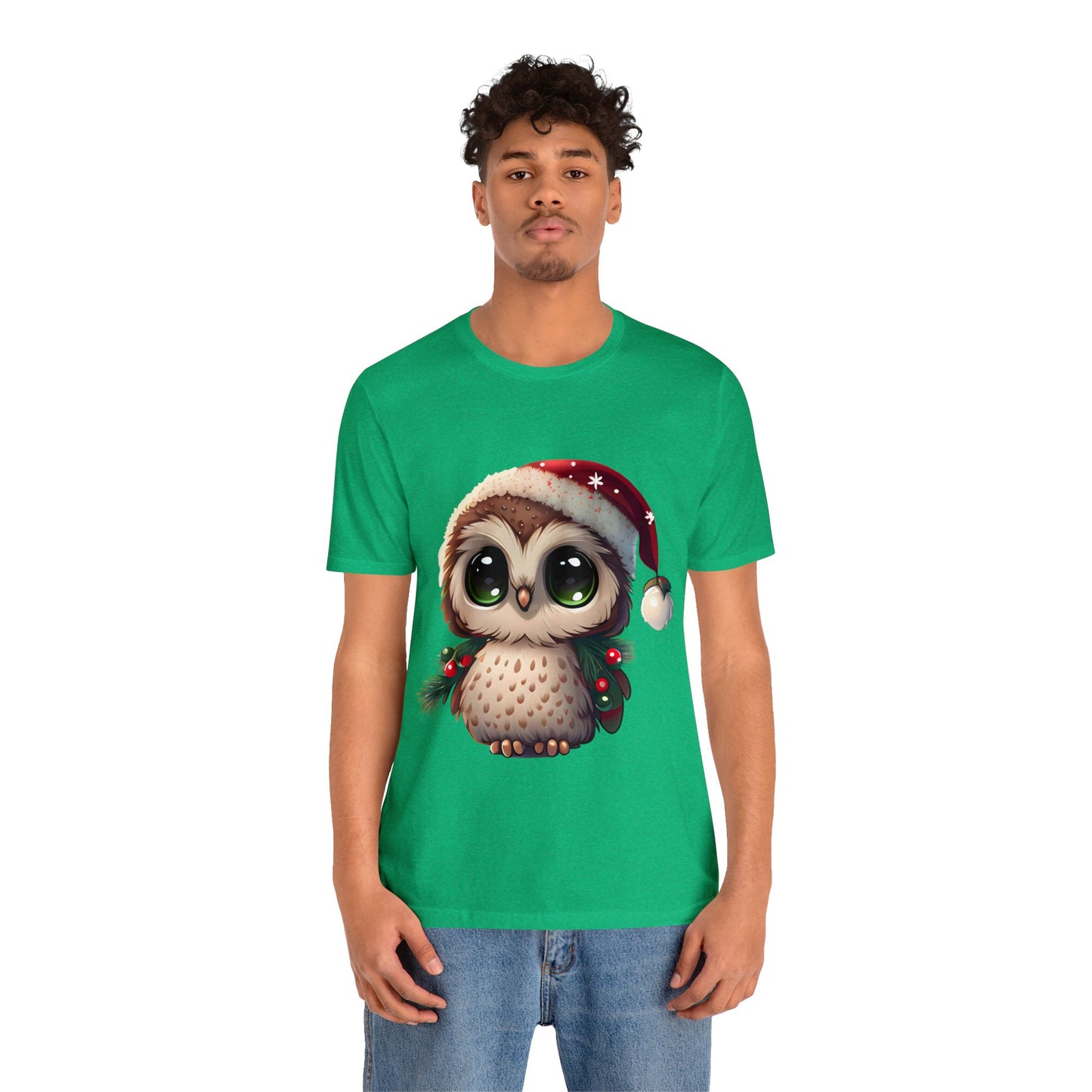 Christmas Owl, Short Sleeve T-Shirt, Men classic tee, Soft cotton, Comfortable Fit, Premium Quality, Enhanced Design, Lightweight Fabric