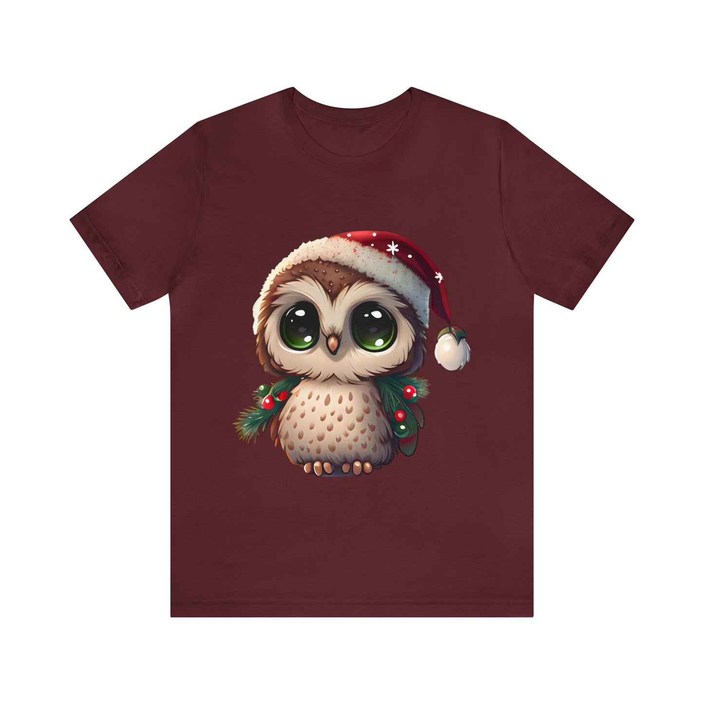 Christmas Owl, Short Sleeve T-Shirt, Men classic tee, Soft cotton, Comfortable Fit, Premium Quality, Enhanced Design, Lightweight Fabric