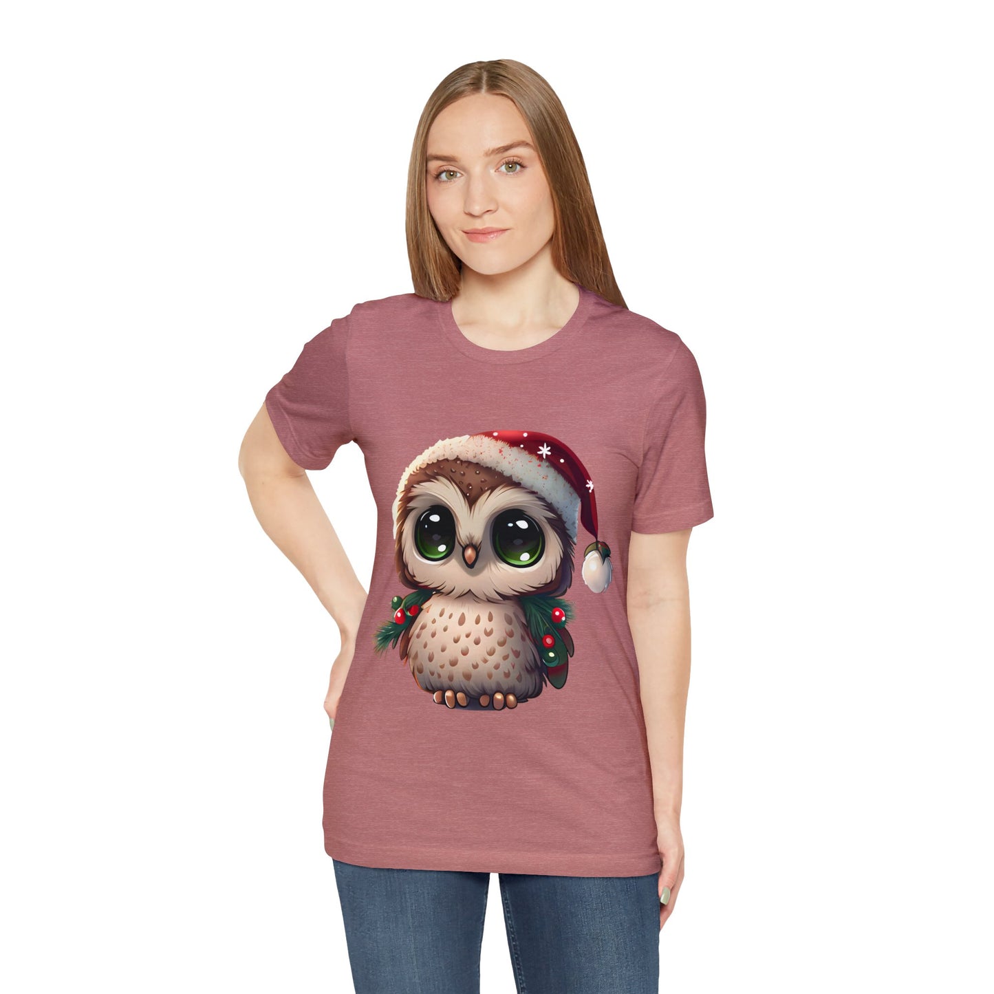 Christmas Owl, Short Sleeve T-Shirt, Men classic tee, Soft cotton, Comfortable Fit, Premium Quality, Enhanced Design, Lightweight Fabric