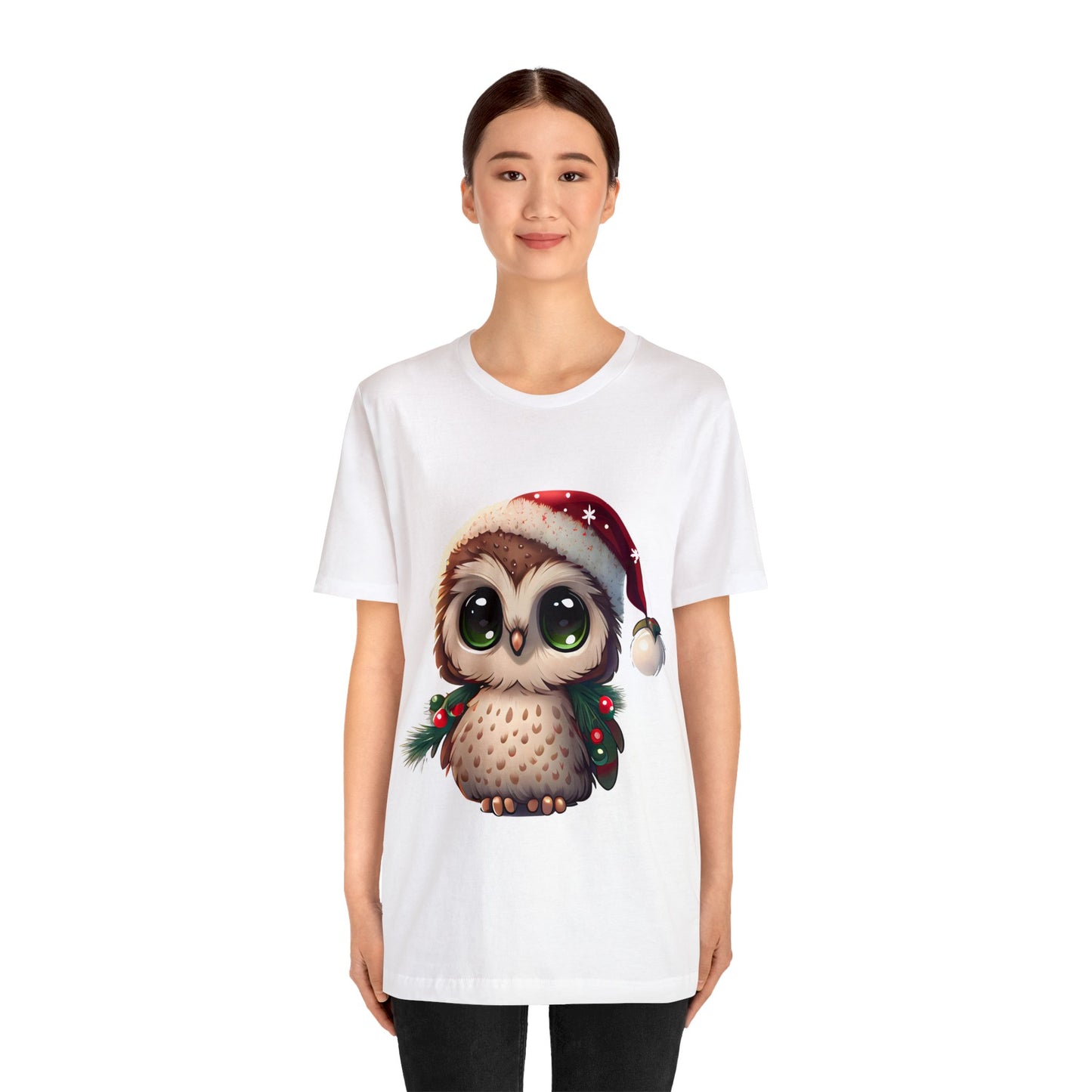 Hibou de Noël, T-shirt à manches courtes, tee-shirt classique pour hommes, coton doux, ajustement confortable, qualité supérieure, design amélioré, tissu léger 