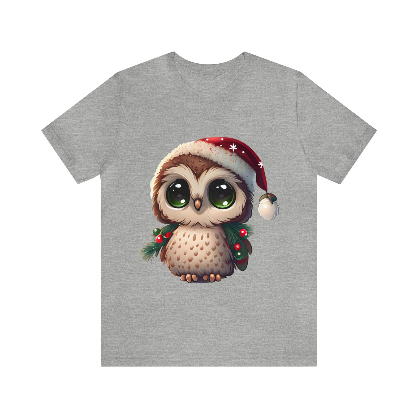 Hibou de Noël, T-shirt à manches courtes, tee-shirt classique pour hommes, coton doux, ajustement confortable, qualité supérieure, design amélioré, tissu léger 