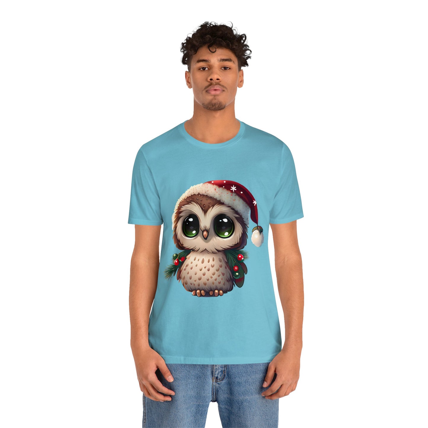 Christmas Owl, Short Sleeve T-Shirt, Men classic tee, Soft cotton, Comfortable Fit, Premium Quality, Enhanced Design, Lightweight Fabric