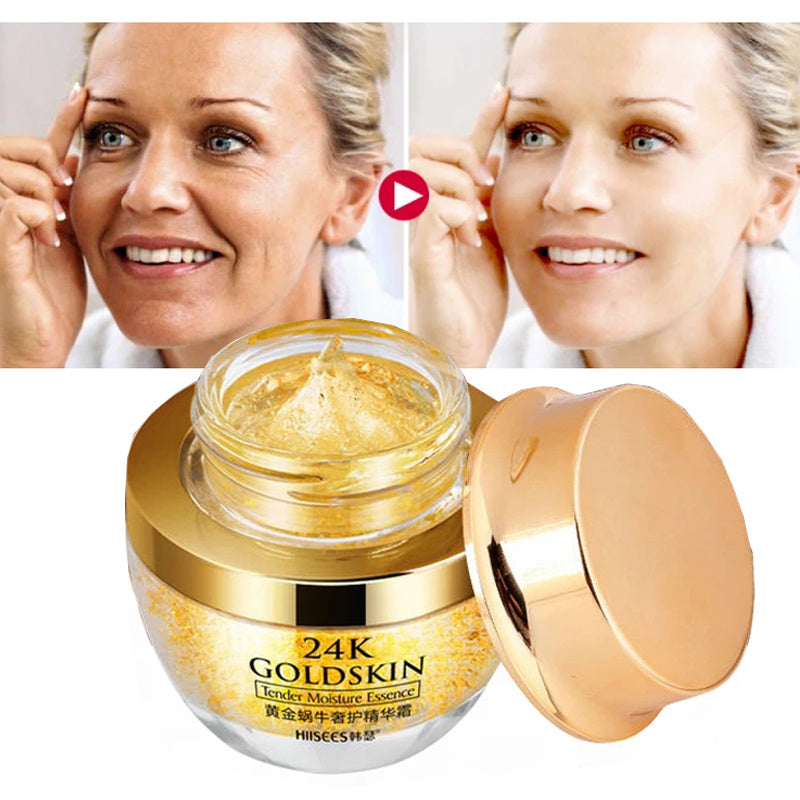 24K Gold Face Cream Dry Skin Care Whitening Snail Brightening