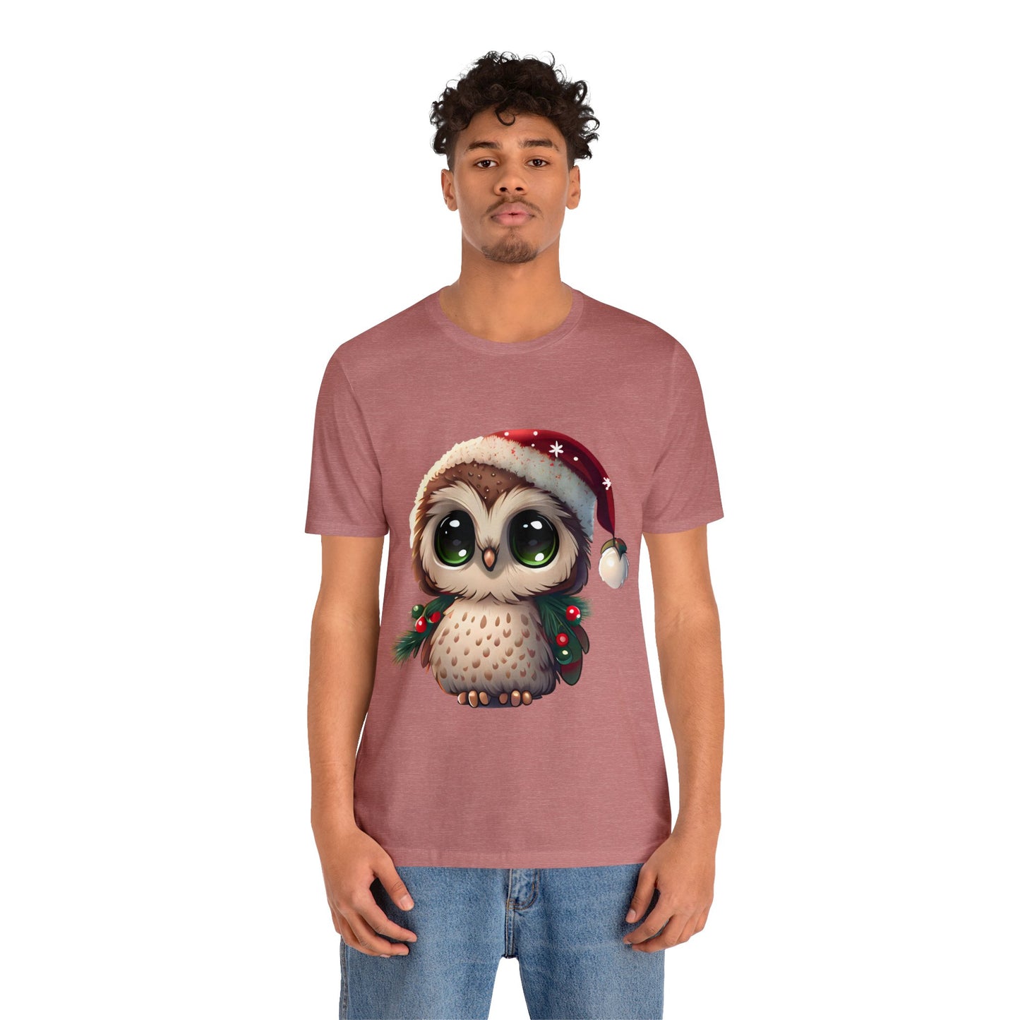 Christmas Owl, Short Sleeve T-Shirt, Men classic tee, Soft cotton, Comfortable Fit, Premium Quality, Enhanced Design, Lightweight Fabric