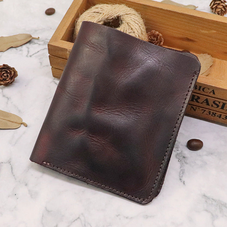 First Layer Cowhide Multiple Card Slots Skeleton-skin Vertical Mini Wallet