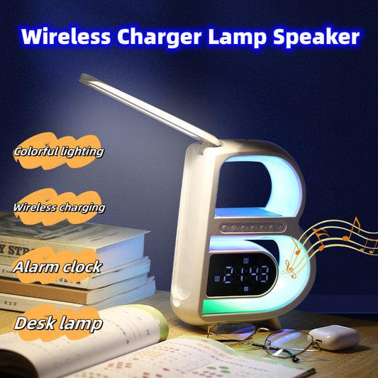 B-Shaped Blutooth Speaker Multifunctional Smart Music Rhythm Lighting Phone Wireless Charger TF Card AUX Input Standard Mode