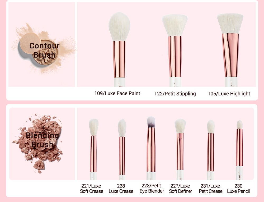 Professional Makeup brushes set, 6- 25pcs Makeup brush Natural Synthetic Foundation Powder Highlighter Pearl White T215