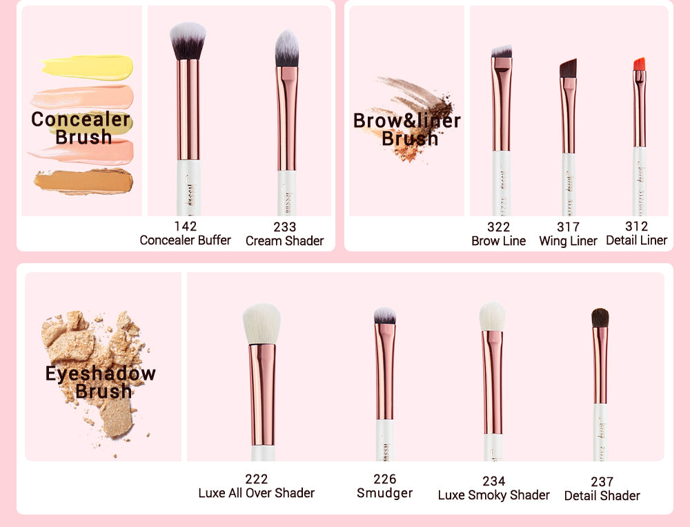 Professional Makeup brushes set, 6- 25pcs Makeup brush Natural Synthetic Foundation Powder Highlighter Pearl White T215