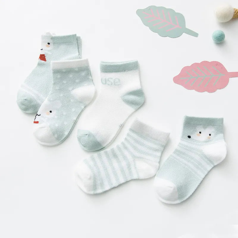 5Pairs/lot 0-2Y Infant Baby Socks, Baby Socks for Girls, Cotton Mesh, Cute Newborn Boy Toddler Socks, Baby Clothes