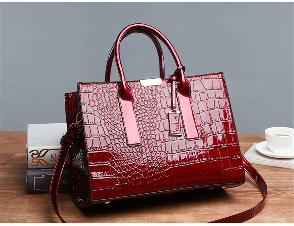 Leather Women Bags, Crocodile Female Crossbody Shoulder Hand Bags, Women High Quality Handbags