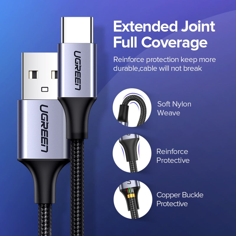 3A USB Type C Cable, Quick Charge 3.0, USB C Cable, Fast Charging, Data Phone Charger