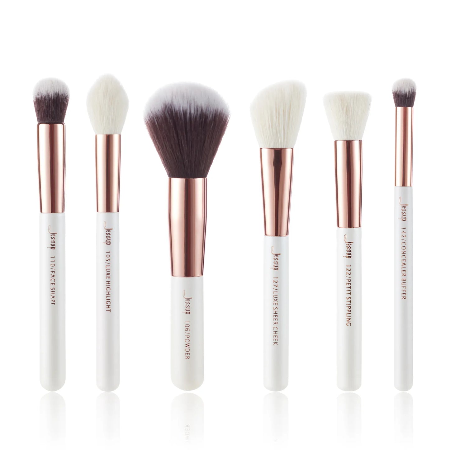 Professional Makeup brushes set, 6- 25pcs Makeup brush Natural Synthetic Foundation Powder Highlighter Pearl White T215