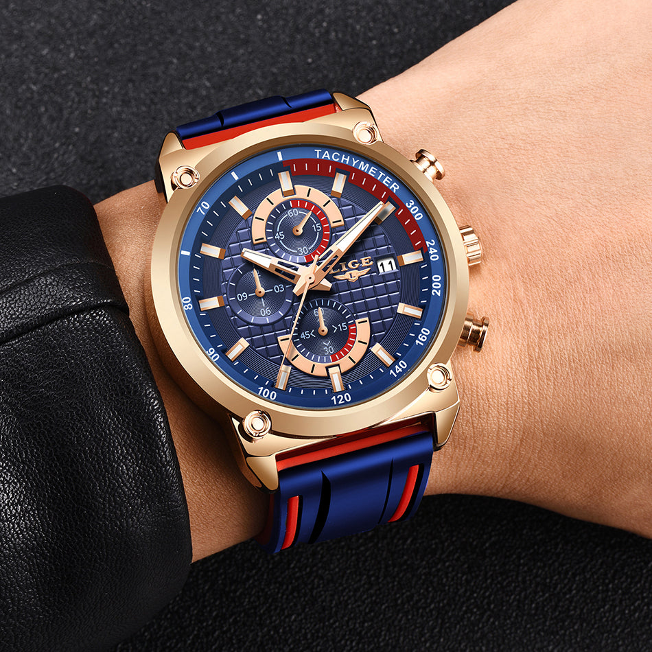 Fashion Chronograph Quartz Men Watches, Silicone Wristwatch Clock Male, Luminous Watch