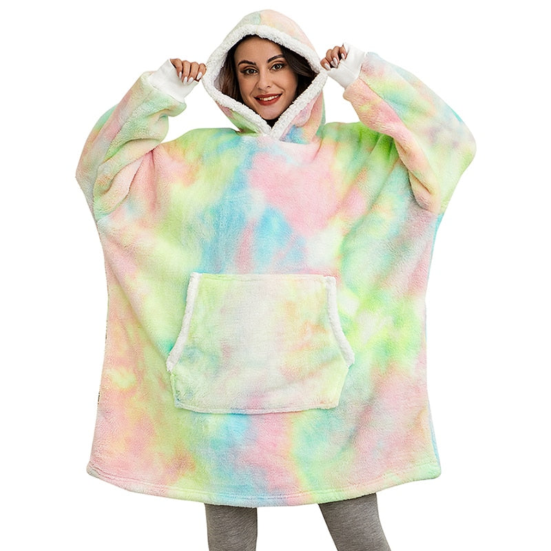 Oversized Hoodies Sweatshirt Women Winter Hoodies Fleece Blanket With Sleeves Pullover Oversize Women Hoody Sweatshirts