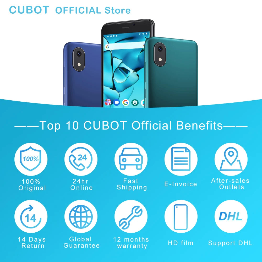 Cubot J10, Android 11 Smartphone, 4-Inch Screen, MINI Mobile Phones, 32GB ROM, Dual SIM, 3G, Face ID, 2350mAh, 5MP, Celular Smart Phone