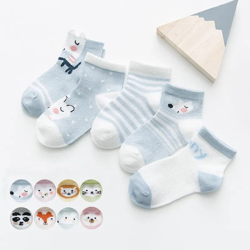 5Pairs/lot 0-2Y Infant Baby Socks, Baby Socks for Girls, Cotton Mesh, Cute Newborn Boy Toddler Socks, Baby Clothes