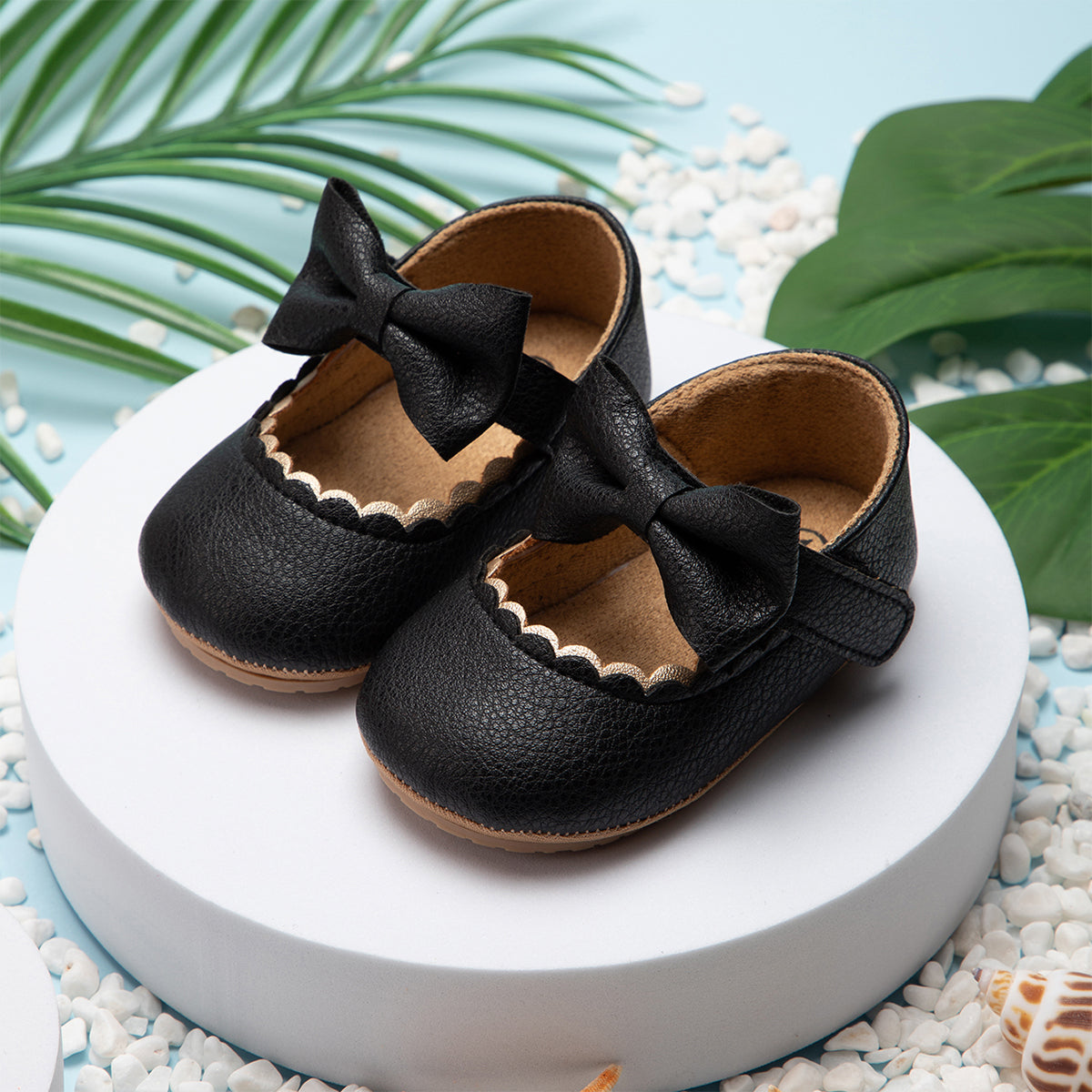 Baby Casual Shoes: Infant Toddler Bowknot Flat First Walker with Non-slip Rubber Soft-Sole for Newborns