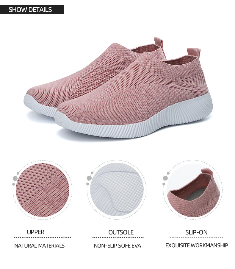 Women Vulcanized Shoes: High-Quality Slip-On Sneakers and Flats for Comfortable Walking and LoafingWalking Flat