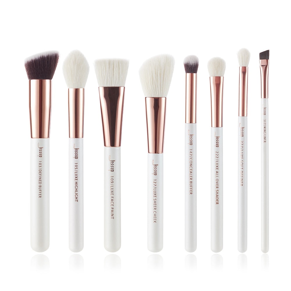 Professional Makeup brushes set, 6- 25pcs Makeup brush Natural Synthetic Foundation Powder Highlighter Pearl White T215