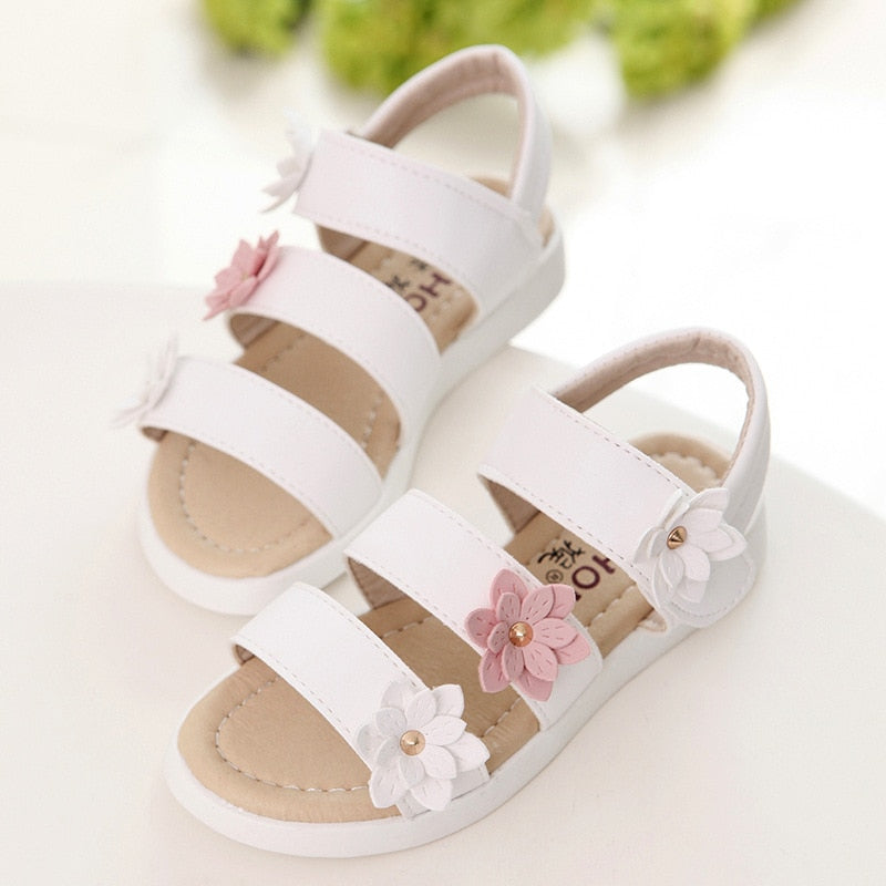 Sommerliche Prinzessinnen-Sandalen mit Blumenmuster für Mädchen – stilvolles Gladiator-Design mit süßer Weichheit und hoher Qualität