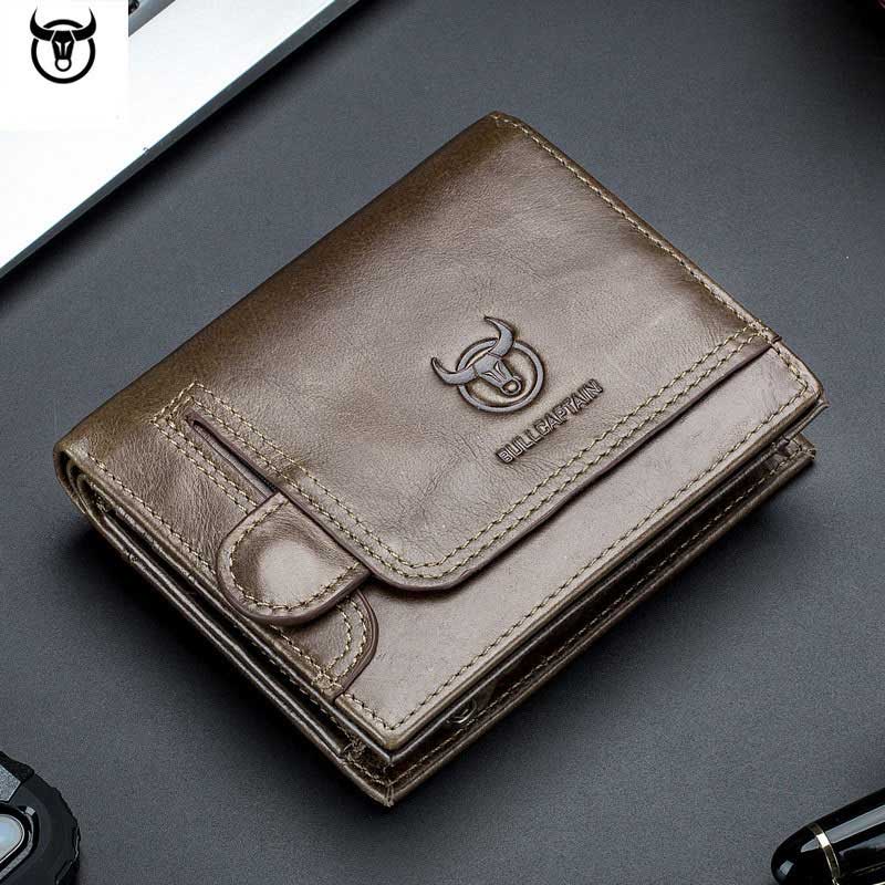 Genuine Leather Men's Wallet, Designer Male Purse, Vintage ID Card Holder, Luxury Money Bag