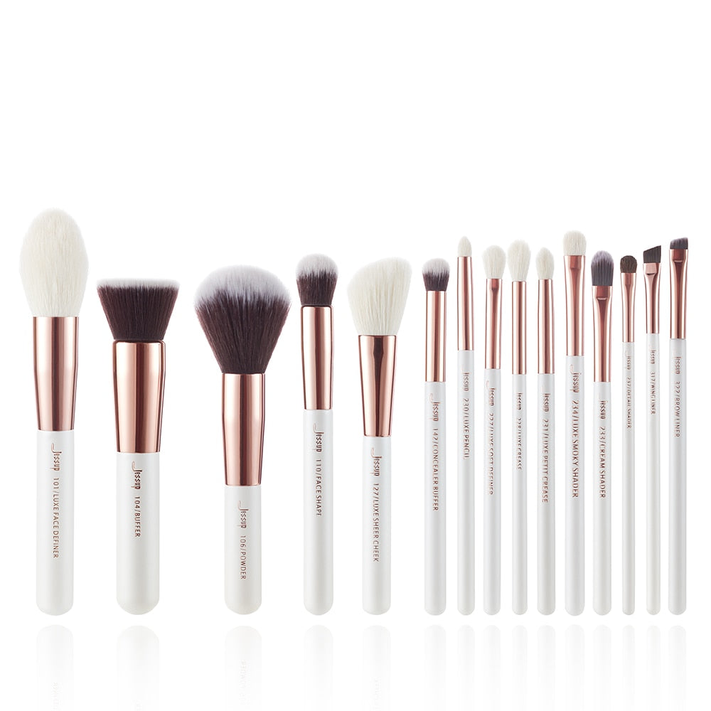 Professional Makeup brushes set, 6- 25pcs Makeup brush Natural Synthetic Foundation Powder Highlighter Pearl White T215