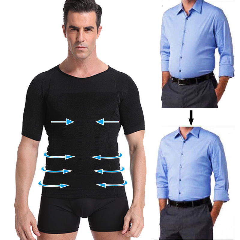 Classic Men Body Toning T-Shirt, Slimming Body, Shaper Corrective Posture Belly, Control Compression, Man Modeling Underwear Corset