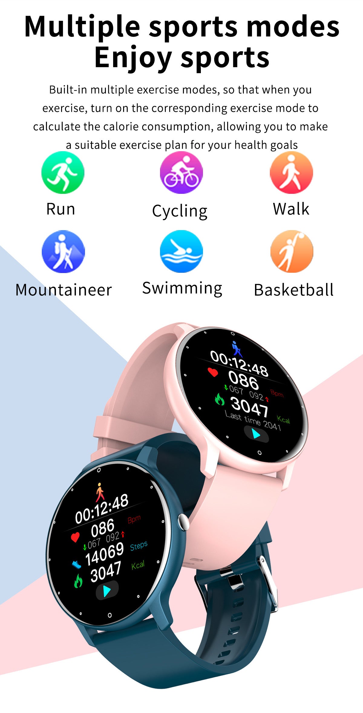 Montre intelligente traqueur d'activité en temps réel moniteur de fréquence cardiaque sport femmes montre intelligente hommes horloge Android, IOS