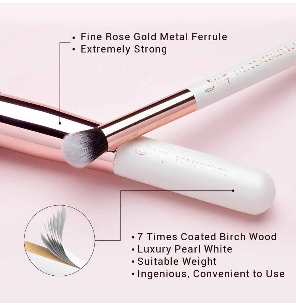 Professional Makeup brushes set, 6- 25pcs Makeup brush Natural Synthetic Foundation Powder Highlighter Pearl White T215