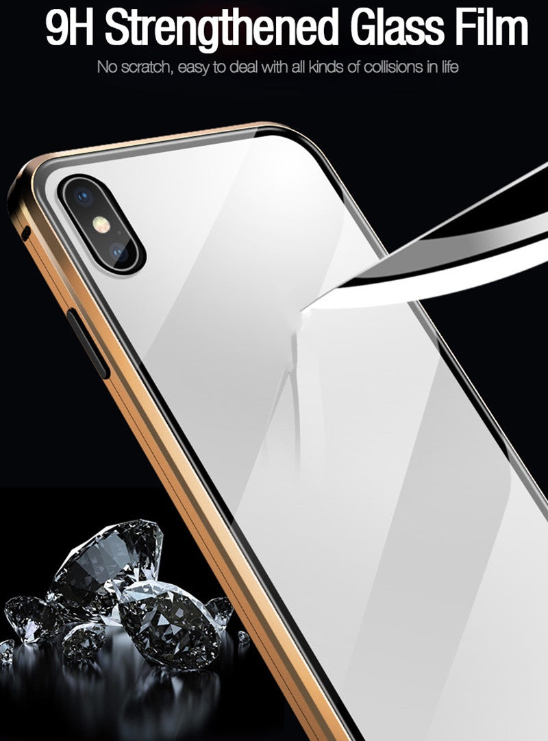 Tongdaytech Magnetische Handyhülle aus gehärtetem Glas, Privatsphäre, Metall, 360-Grad-Abdeckung für iPhone SE XR XS 11 12 13 14 Pro MAX 8 7 6 Plus