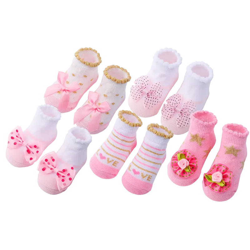 5 Pairs/lot Newborn Baby Socks, Infant Cotton Socks, Baby Girls Lovely Short Socks