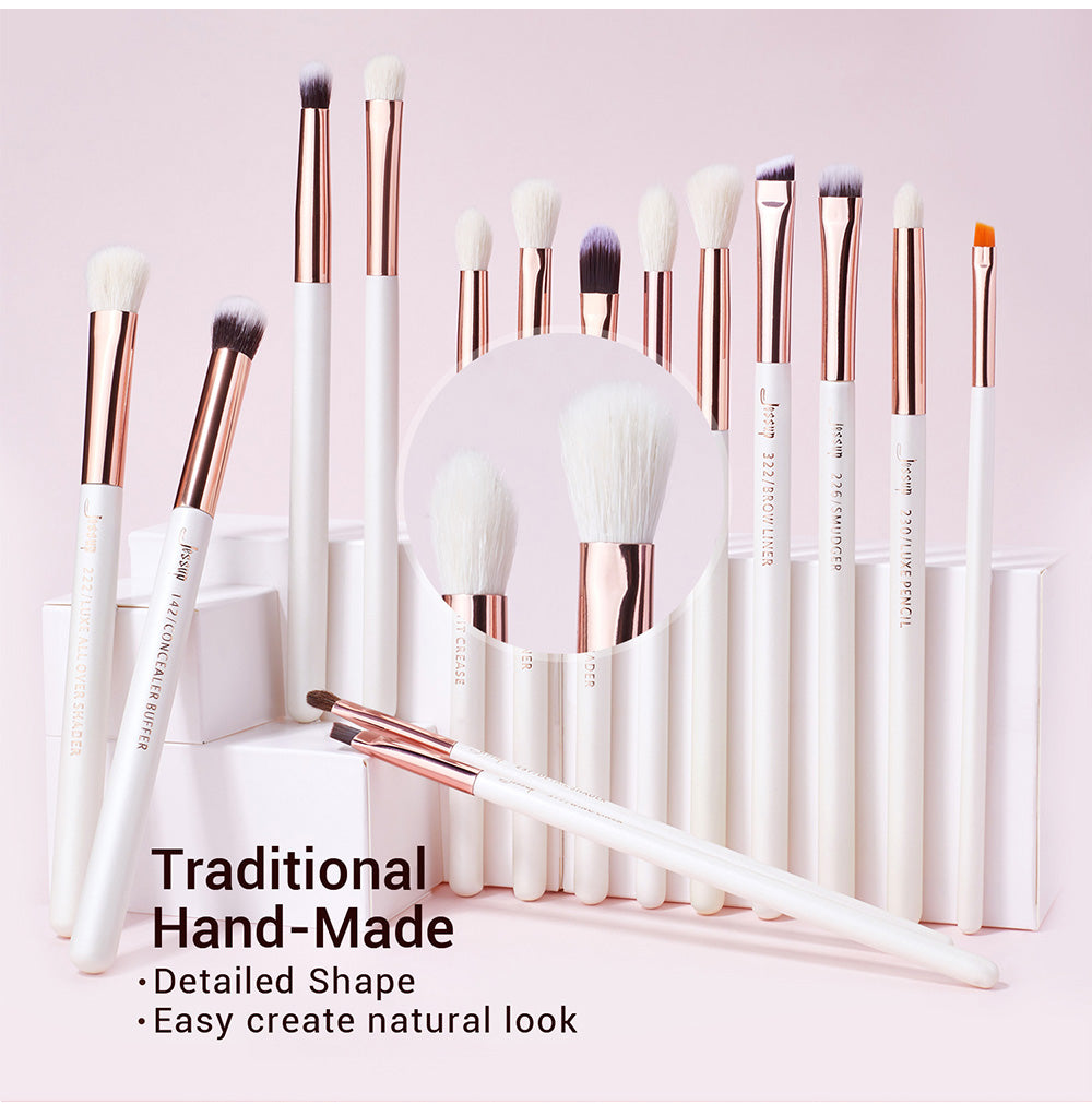 Professional Makeup brushes set, 6- 25pcs Makeup brush Natural Synthetic Foundation Powder Highlighter Pearl White T215