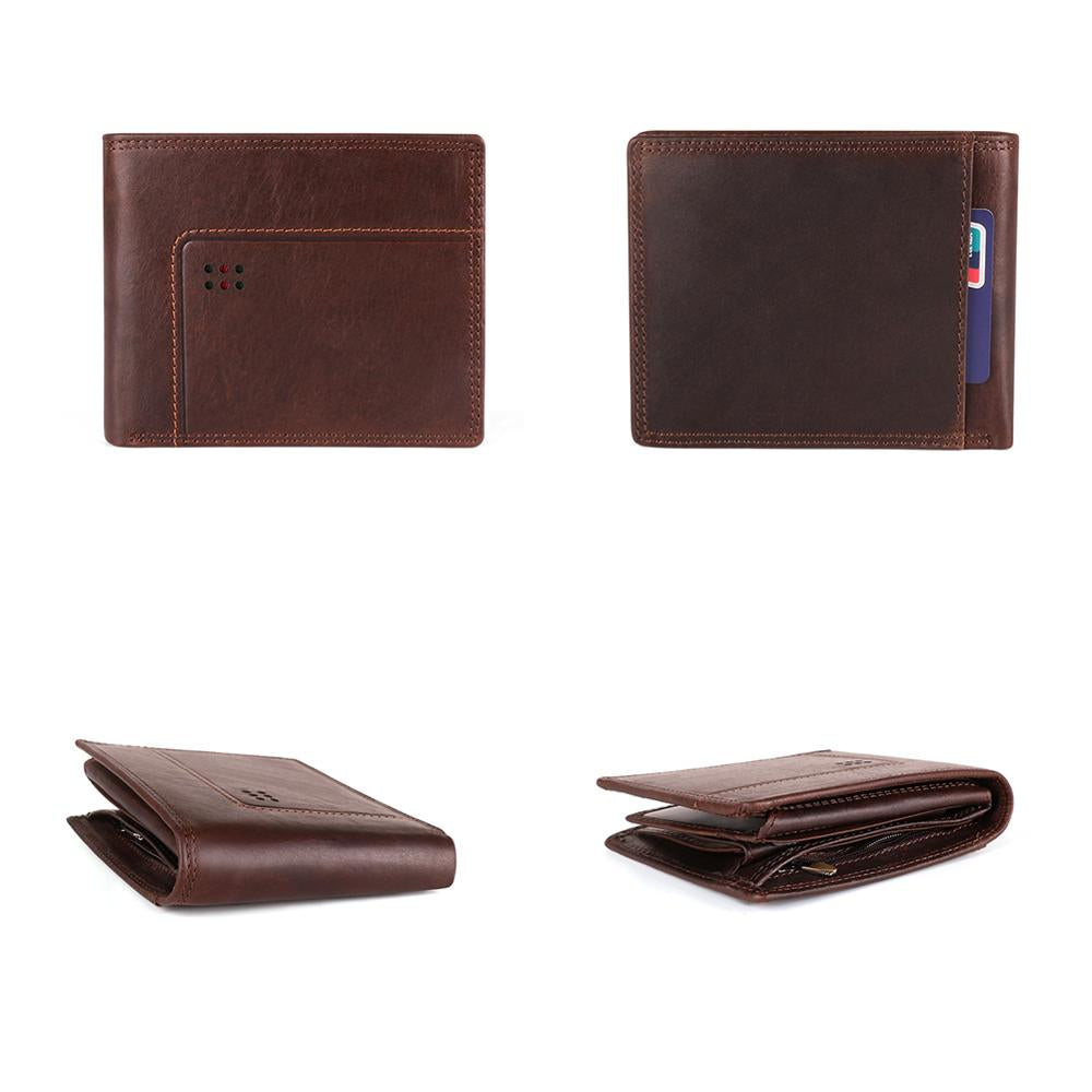 Portefeuilles pour hommes en cuir véritable, poche à monnaie, sac à main vintage pour homme, portefeuille pour hommes en cuir véritable avec blocage RFID, porte-cartes