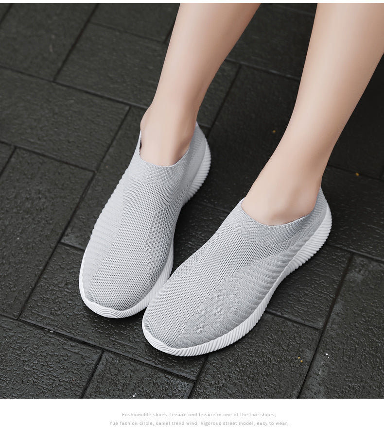 Women Vulcanized Shoes: High-Quality Slip-On Sneakers and Flats for Comfortable Walking and LoafingWalking Flat