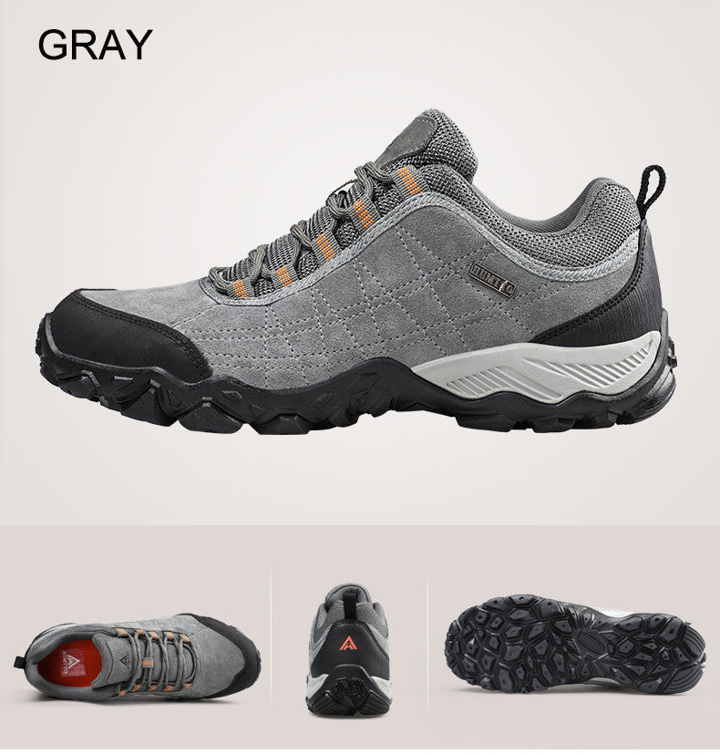 Leather Hiking Shoes Wear-resistant, Outdoor Sport Men Shoes Lace-Up, Mens Climbing Trekking Hunting Sneakers