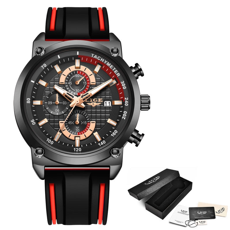 Mode Chronographe Quartz Hommes Montres, Silicone Montre-Bracelet Horloge Mâle, Montre Lumineuse