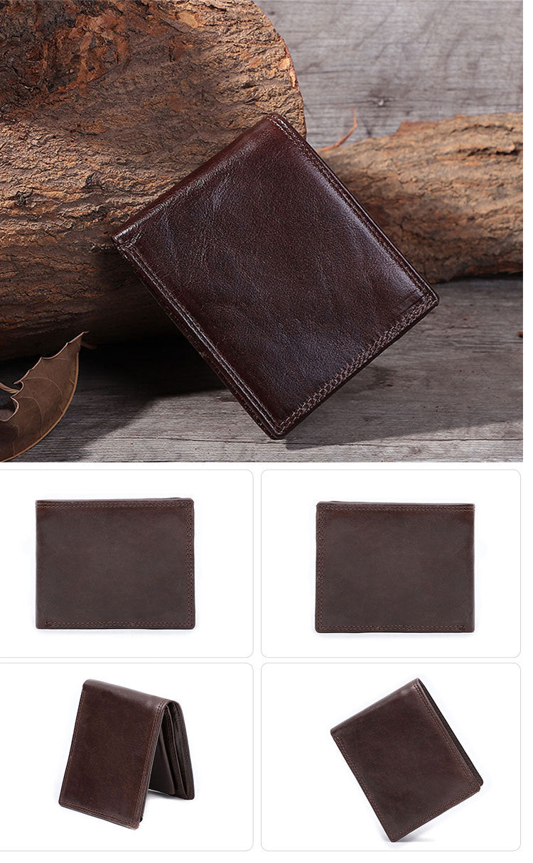 Genuine Leather Men Wallets, Coin Pocket, Vintage Male Purse, RFID Blocking Genuine Leather Men Wallet, Card Holder