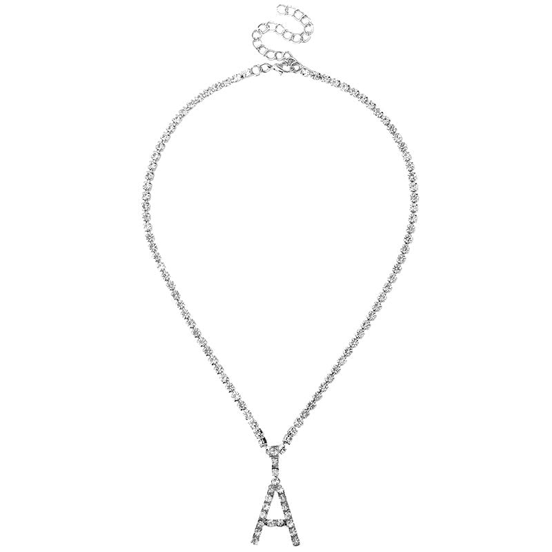 Caraquet Ice out AZ lettre pendentif initiale collier couleur argent Tennis chaîne collier ras du cou femme mode déclaration bijoux