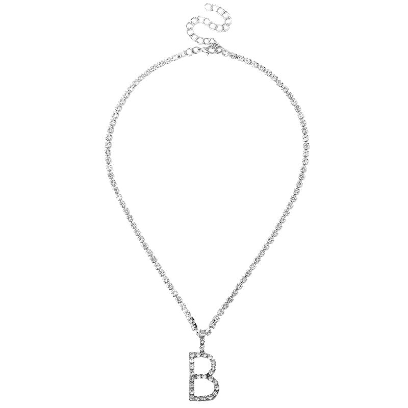 Caraquet Ice out AZ lettre pendentif initiale collier couleur argent Tennis chaîne collier ras du cou femme mode déclaration bijoux